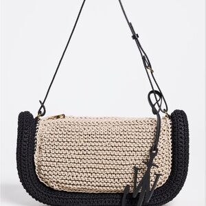 JW ANDERSON Black and Cream Knit Shoulder Bag